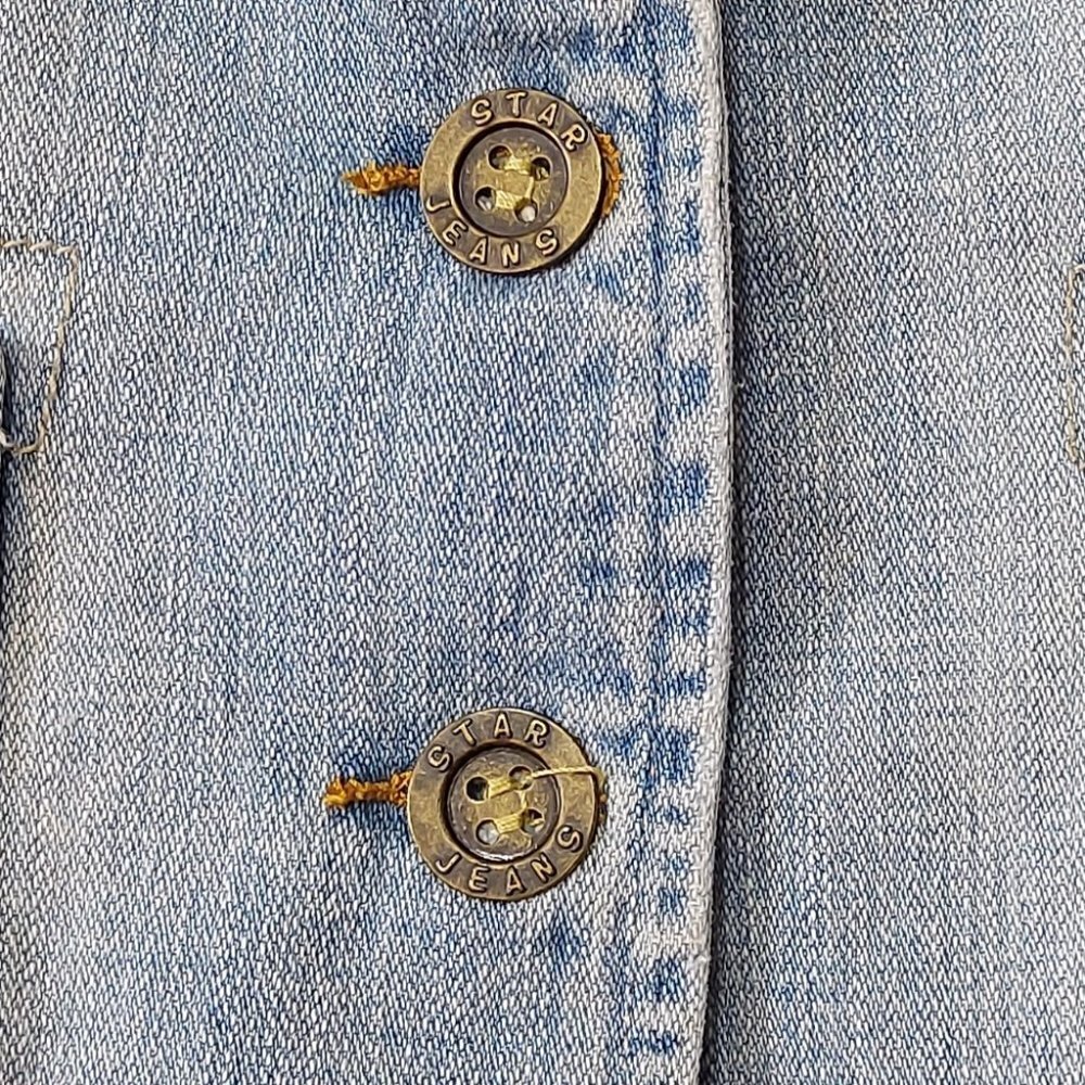 Star Jeans Denim Jacket Size Large Studded Women's Blue Wash Buttons Pockets - Picture 6 of 10
